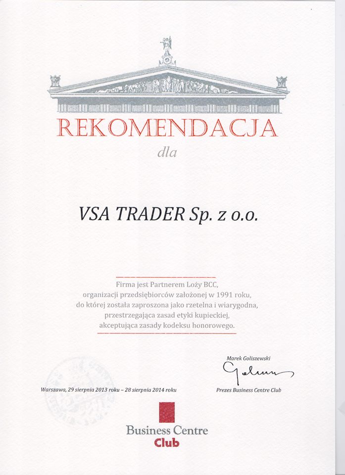 REKOMENDACJA BUSINESS CENTER CLUB — archiwum VSA Trader